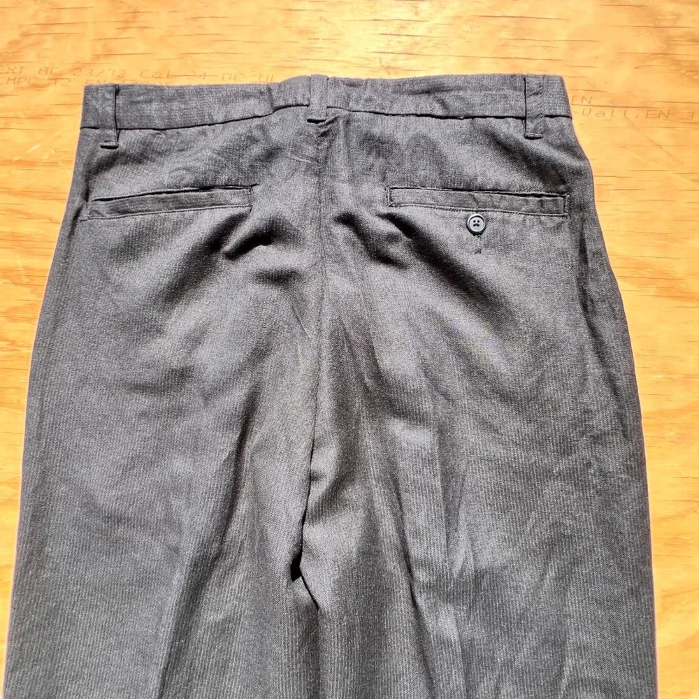 Alfani Mens Black Linen Blend Dress Pants Flat Front Straight Leg 30x30